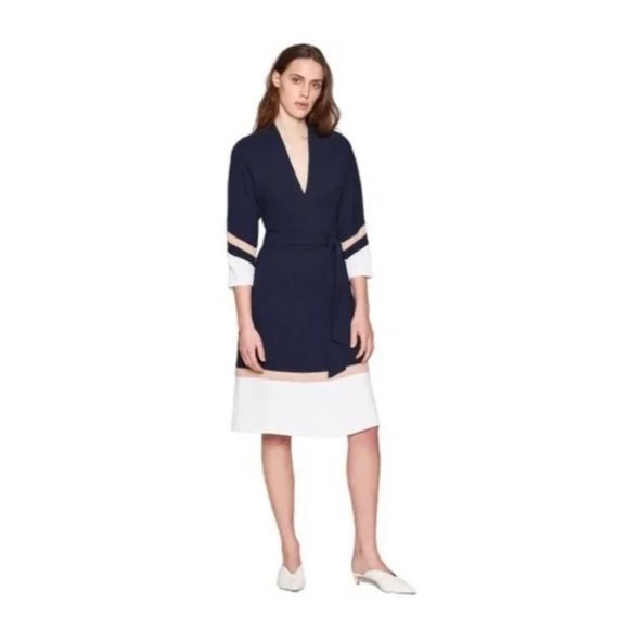 Joie Aydrien Striped Cady Midi Dress Navy Size 2 - Picture 7 of 8